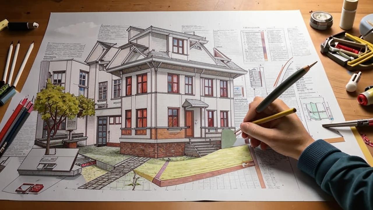 Эскизное проектирование. Разработка эскиза, формирование планировки, внешнего вида здания