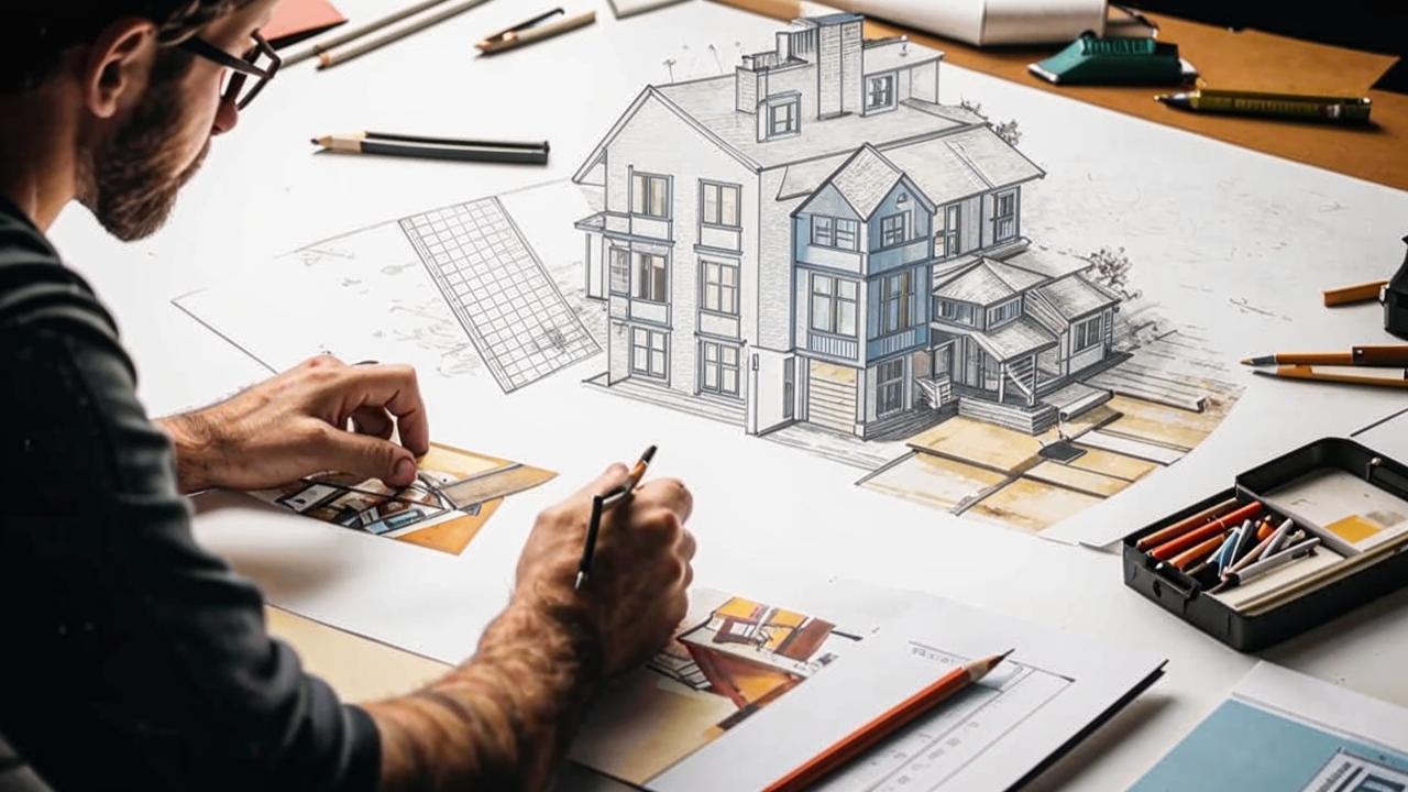 Эскизное проектирование. Разработка эскиза, формирование планировки, внешнего вида здания