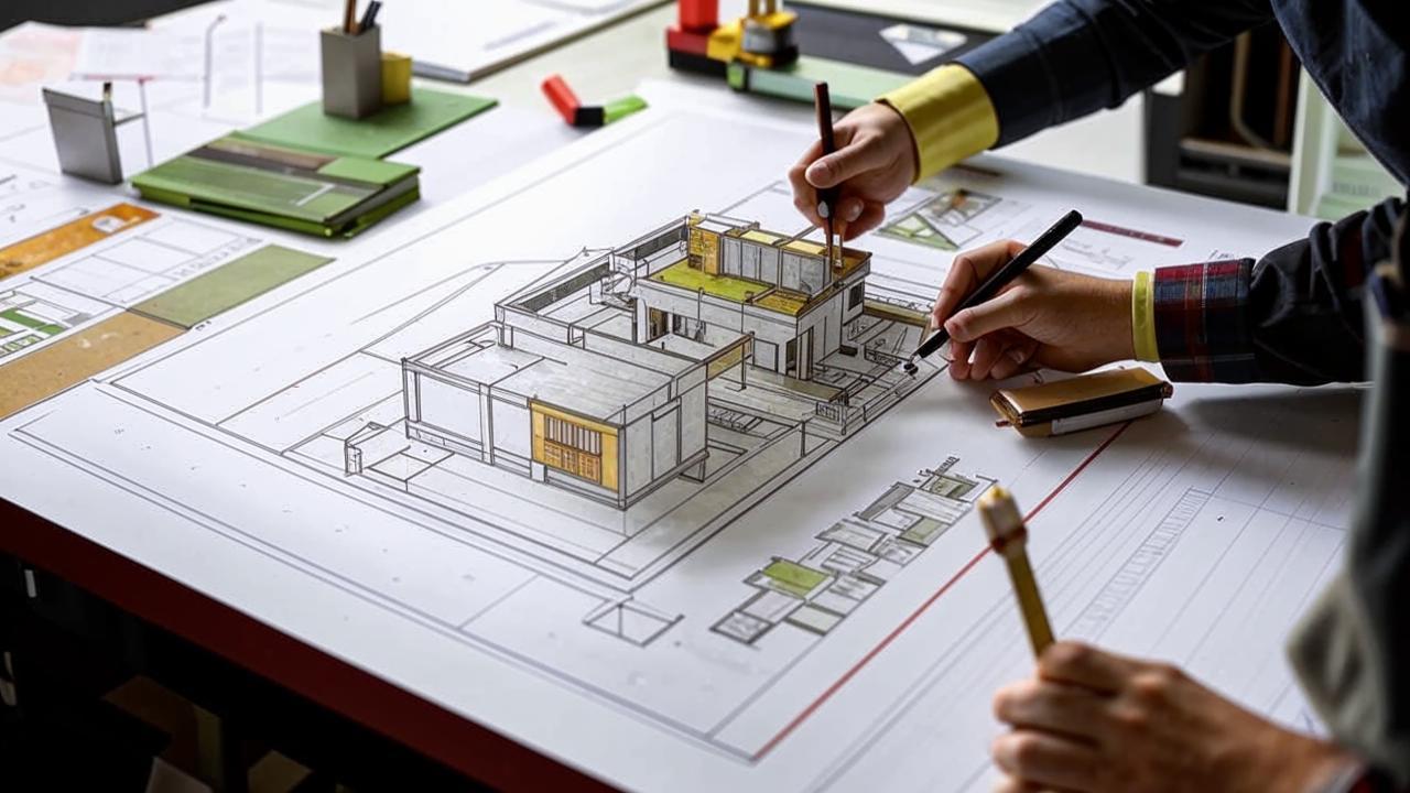 Эскизное проектирование. Разработка эскиза, формирование планировки, внешнего вида здания