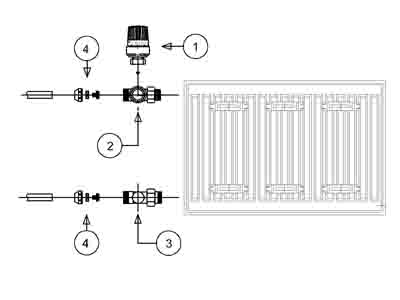 Проектирование отопления. Боковое подключение отопительного прибора.