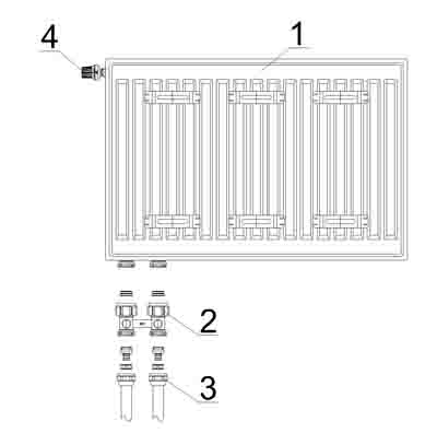 Проектирование отопления коттеджа. Нижнее подключение отопительного прибора.